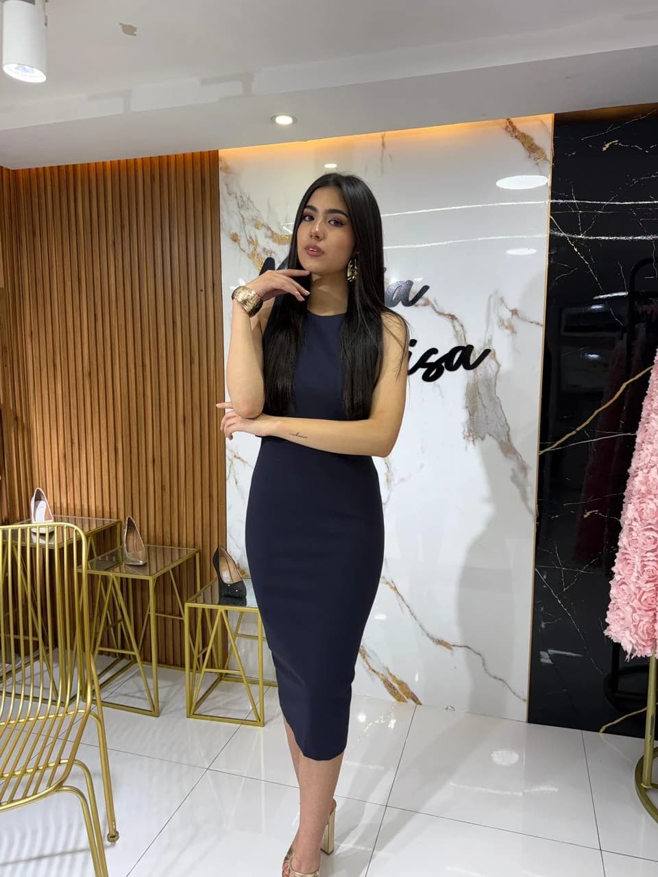 Vestido Azul Marino Midi